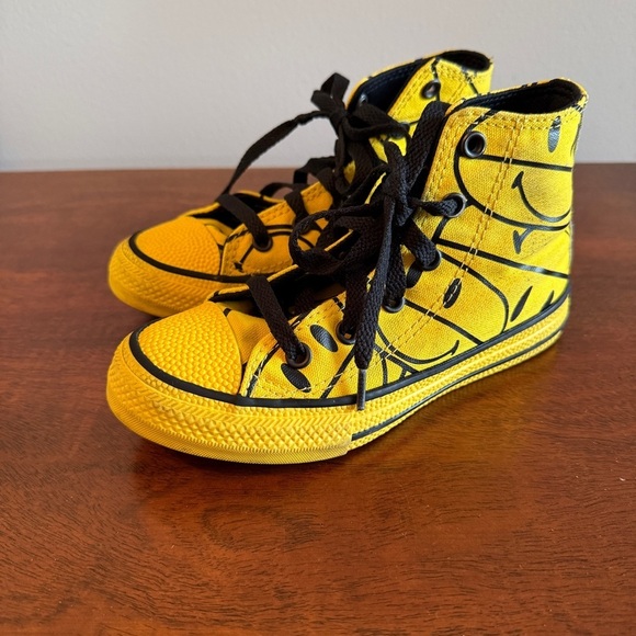 Converse Kids Chinatown Market Yellow Smiley High-Top Sneakers - Picture 1 of 7